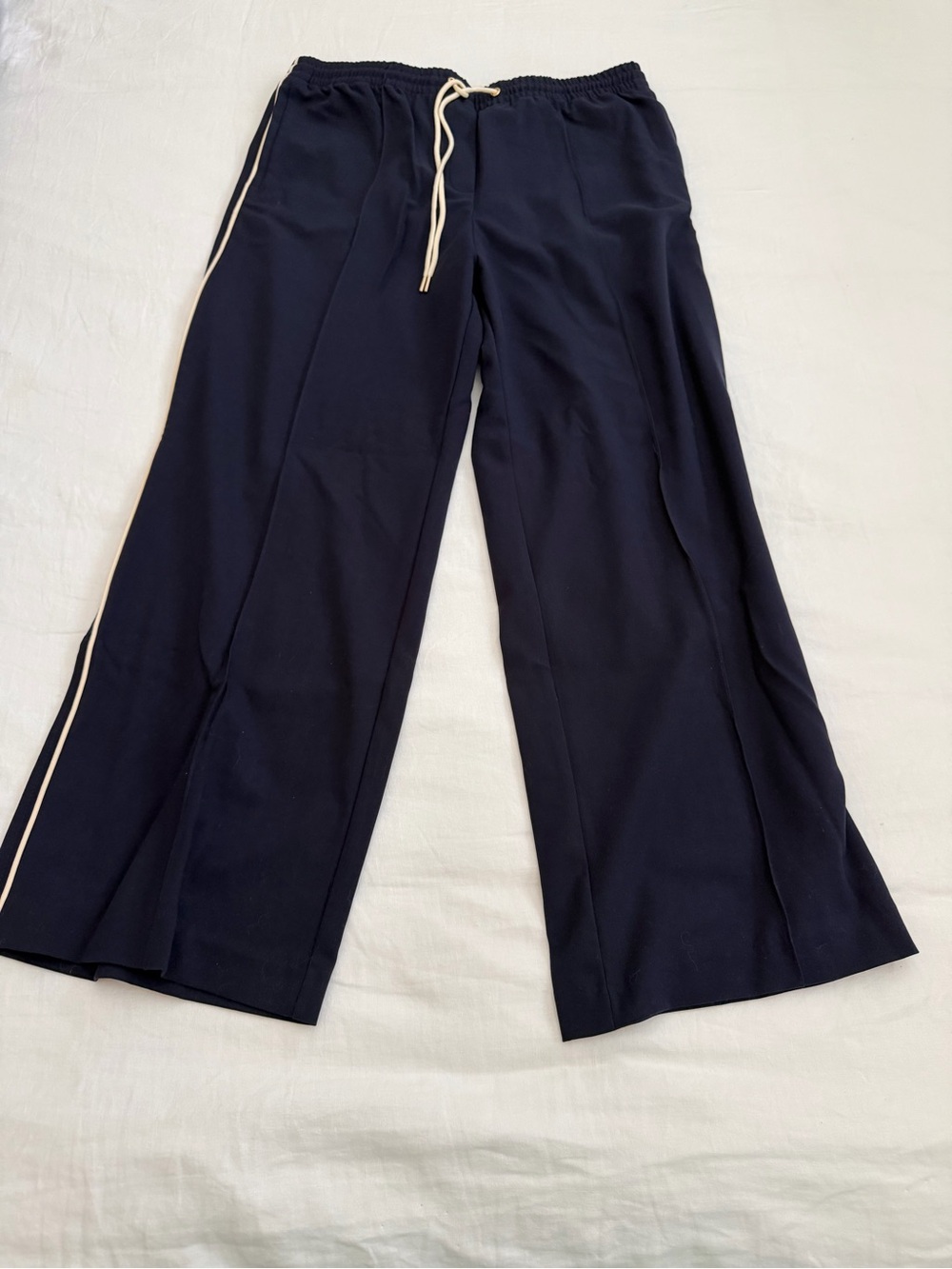 H&M Navy Jogger Track Pants with Cream Drawstring Detail